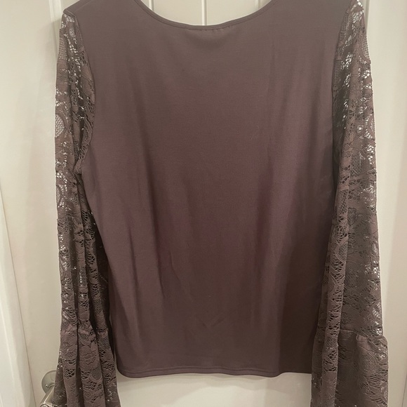 Willow & Root XL Brown Long Sleeve Lace Top - Picture 4 of 4